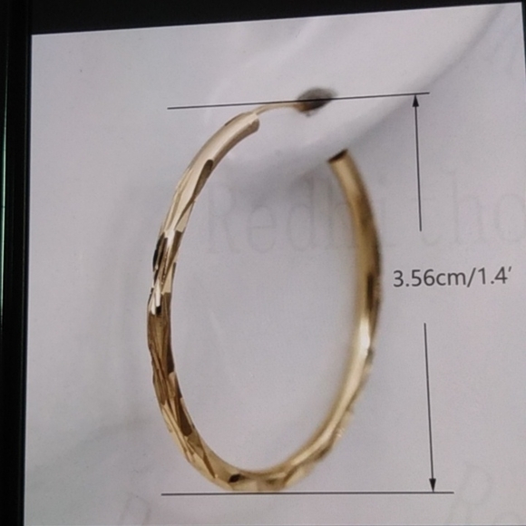 New 1.5 Yellow Gold  Hoop Earrings - Picture 5 of 6